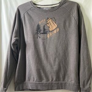 United By Blue Rise and Grind  Brown Graphic Crewneck Sweater